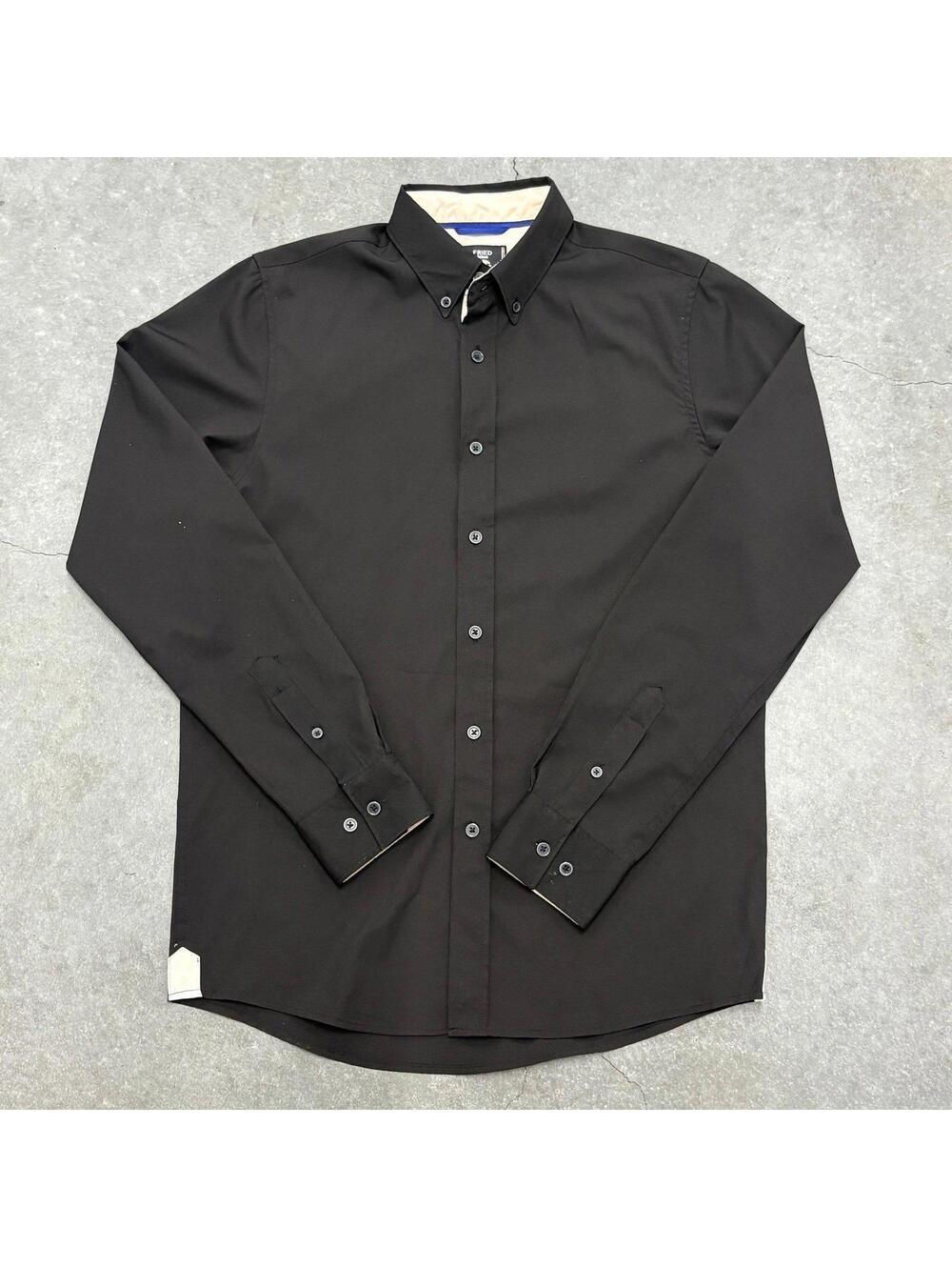 Fried Denim Slim Fit Black Long Sleeve Shirt